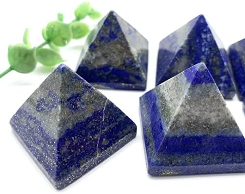 Natural Blue Lapis Lazuli and Quartz Crystal Pyramid Reiki Tower Home Decor