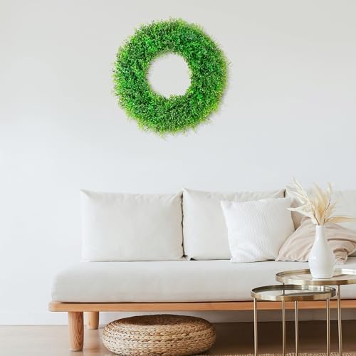 22 Inch Artificial Boxwood Wreath Decor for Front Door and More