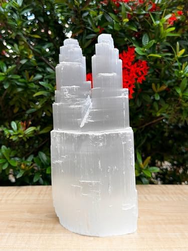 GAF TREASURES Selenite Twin Tower Lamp