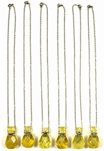 33mm Golden Citrine Perfume Carved Bottle with Chain