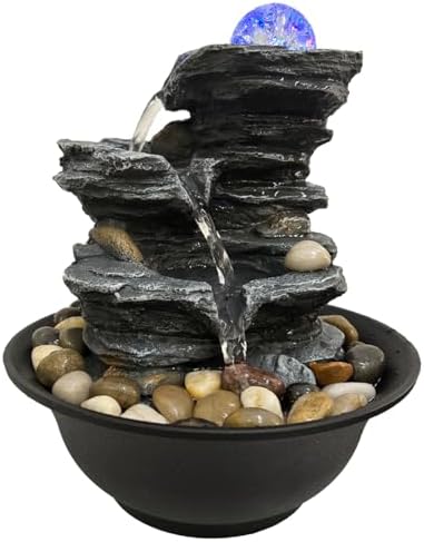 Rock Cascading Tabletop Water Fountain with LED Lights
