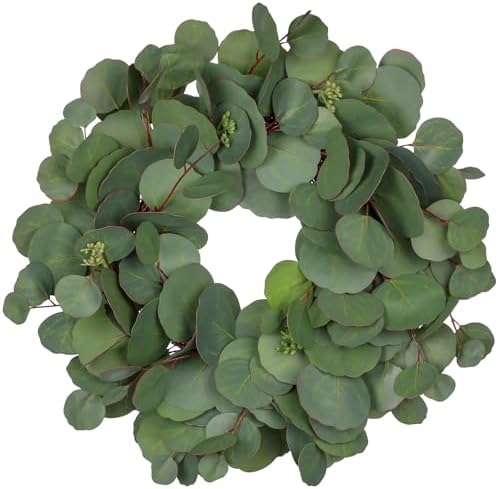 Briful 15 Inch Faux Eucalyptus Wreath for Front Door