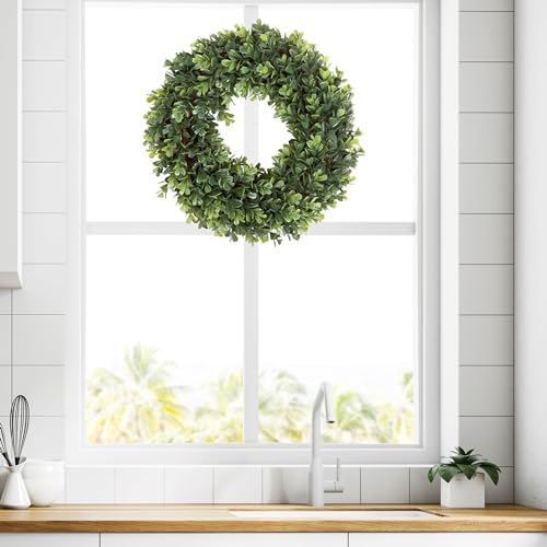 Pure Garden 12-Inch UV Resistant Boxwood Wreath