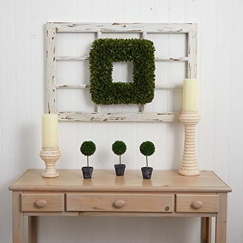 Nearly Natural 17 Inch Tea Leaf Square Wreath Green