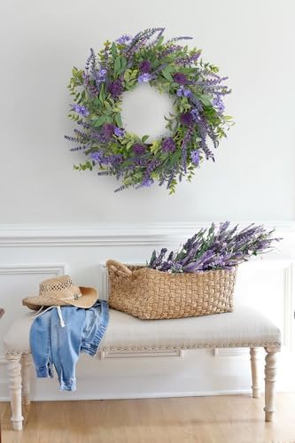 Lavender Wreath for Front Door 22 Inch All Season Decor