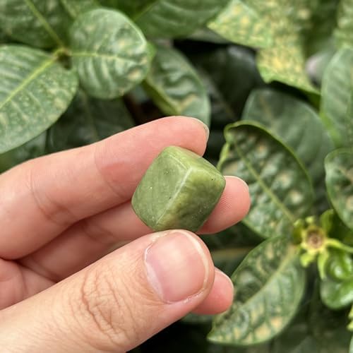 15Pcs Green Jade Tumbled Rule Block Healing Stones for Reiki Vase Filler and Chakra Balancing