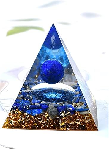 PEKMAR Natural Crystal Lazuli Eye Stone 60mm Pyramid for Reiki Decoration