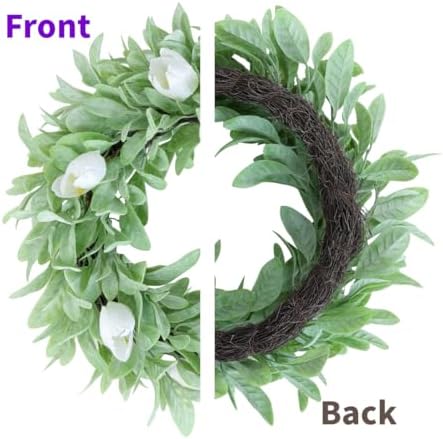 Seasons 18 Inch Lambs Ear Wreath for Home Decor