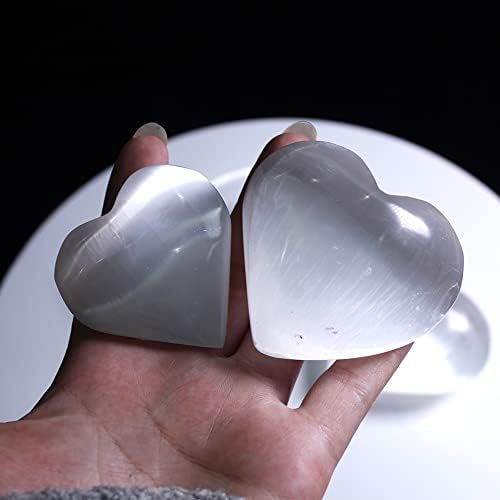 Heart Shaped Selenite Gemstone Reiki Healing Chakra Stone for Girlfriend