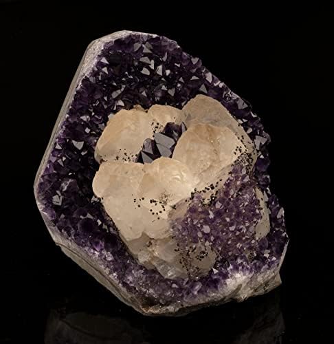 Ag Minerals Calcite on Amethyst with Goethite Stones