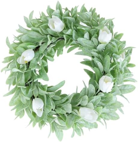 Seasons 18 Inch Lambs Ear Wreath for Home Decor