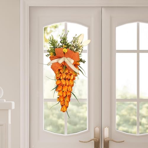 Tulip Carrot Easter Swag Wreath for Front Door and Office Decor