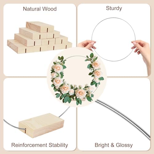 25PCS 12 Inch Silver Metal Floral Hoop Centerpieces with Stand