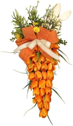 Tulip Carrot Easter Swag Wreath for Front Door and Office Decor