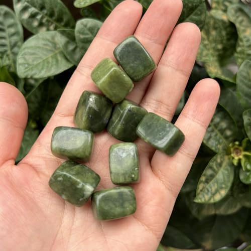 15Pcs Green Jade Tumbled Rule Block Healing Stones for Reiki Vase Filler and Chakra Balancing