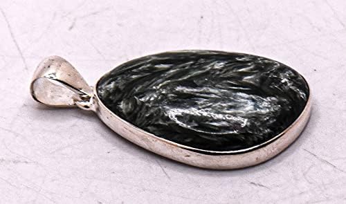 35mm 40ct Green Clinochlore Seraphinite Pendant in Sterling Silver Gift Box
