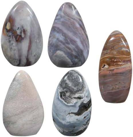 SUNYIK Irregular Ocean Jasper Stone Slab Self-Standing Decor for Home Office Meditation