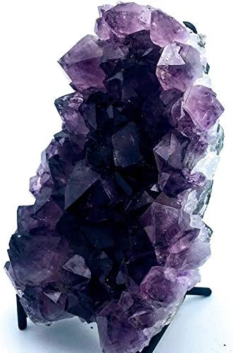 GYPSY PALACE Brazilian Amethyst Crystal Cathedral Druze Geode with Black Iron Stand