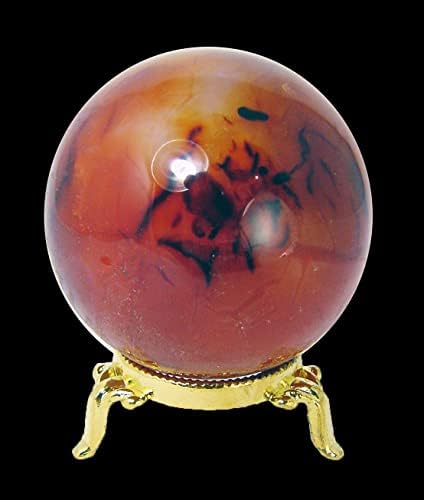 Carnelian Agate Sphere 70mm Healing Stone with Stand