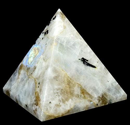 HC Set 79mm Rainbow Moonstone Pyramid with Clear Quartz Cabochon