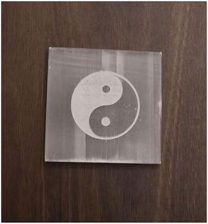 Yin Yang Symbol Selenite Square Plate