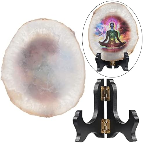 Tumbeelluwa 7 Chakra Agate Slice with Stand