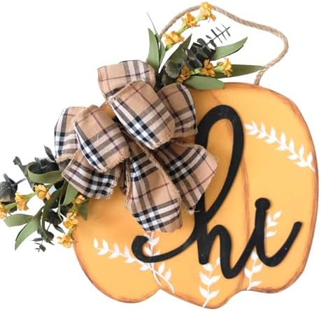 Idyllic Fall Harvest Pumpkin Wreath 12 Inch Wood Decor