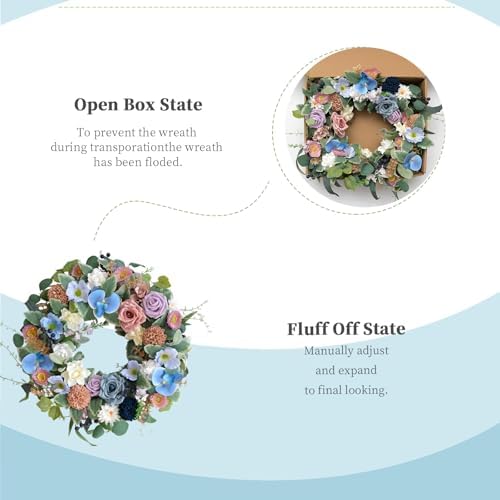 22-inch Blue Orchid Hydrangea Wreath for Front Door