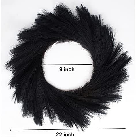 24 Inch Black Faux Pampas Grass Wreath for Front Door