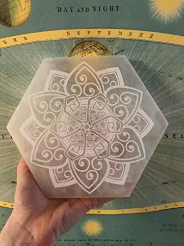 Etched 8 Inch Selenite Charging Plate Ethically Sourced