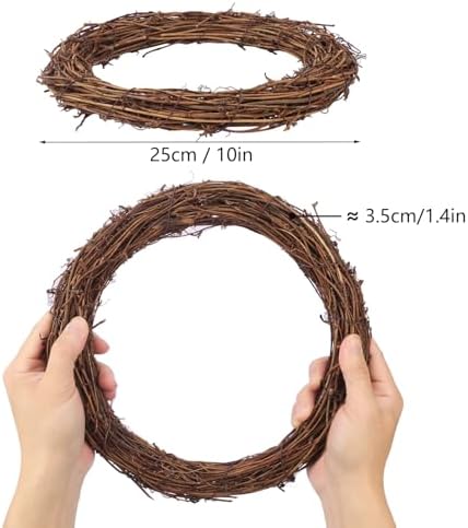 7PCS 10 Inch Natural Rattan Wreaths for Decor