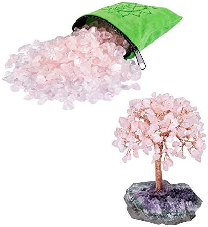 Mookaitedecor Bundle - 2 Item Indoor Fountain Stones with Chakra Bag and Crystal Bonsai Tree with Amethyst Base