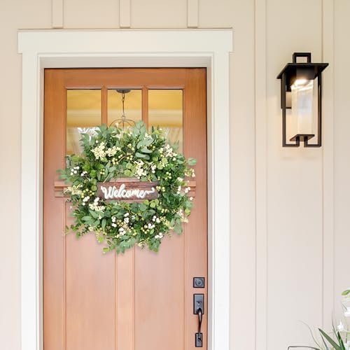 Artificial Eucalyptus Wreath with Berries 24 Inches Reversible Sign