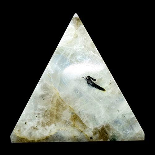 HC Set 79mm Rainbow Moonstone Pyramid with Clear Quartz Cabochon