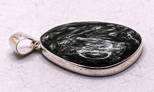 35mm 40ct Green Clinochlore Seraphinite Pendant in Sterling Silver Gift Box