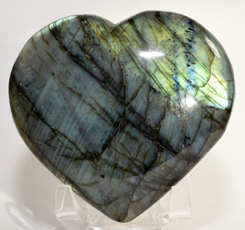 37 Inch Blue Flash Labradorite Heart with Stand