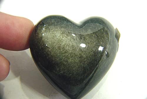 Mexican Gold Sheen Obsidian Puff Heart Stones 28 Piece