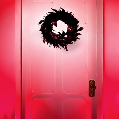 JOYIN 135 Inch Black Natural Feather Wreath for Halloween Decorations