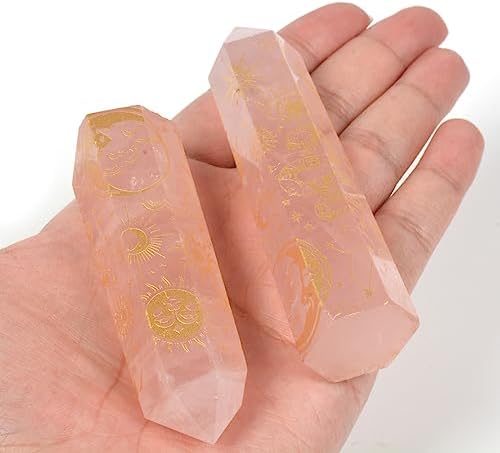 Rose Quartz Moon and Witch Crystal Tower Healing Crystal for Spiritual Use