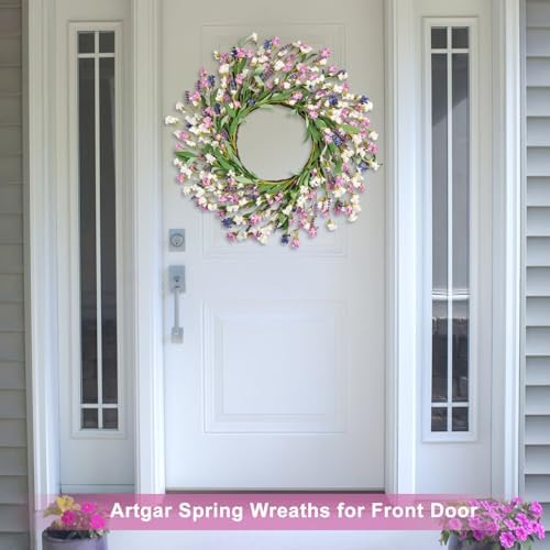 Artgar Spring Wreath for Front Door 26 Inch Purple Blue