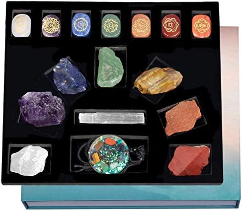 Mookaitedecor Bundle - 2 Items Chakra Healing Stones Mini Glass Wishing Bottles Set