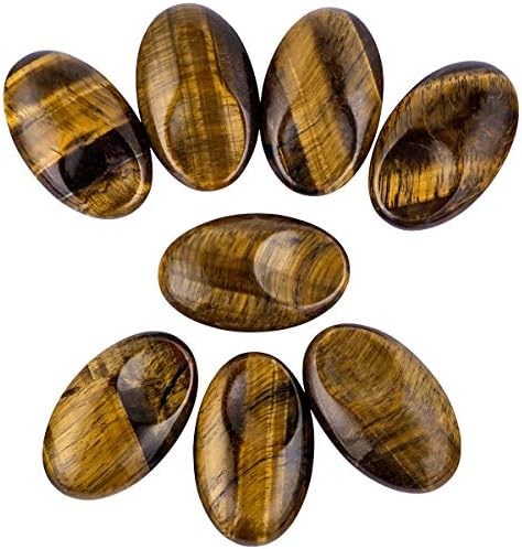 SUNYIK Natural Hand Carved Tigers Eye Thumb Worry Stone