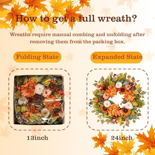 24 Inch Fall Wreath with Pumpkins and Berries