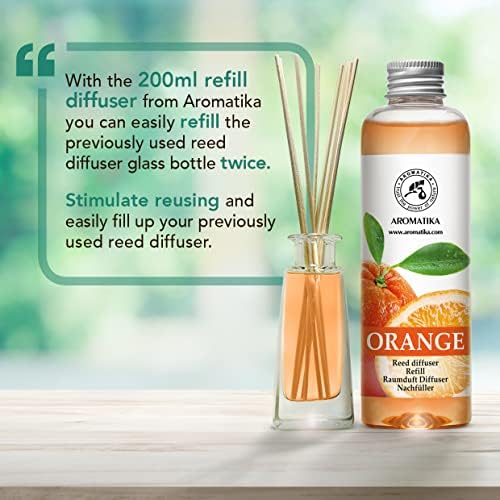 Aroma Organic Reed Diffuser Refill with Natural Orange Essential Oil 200ml