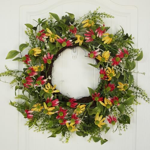 18 Inches Artificial Black-Eyed Daisy Wreath for Front Door