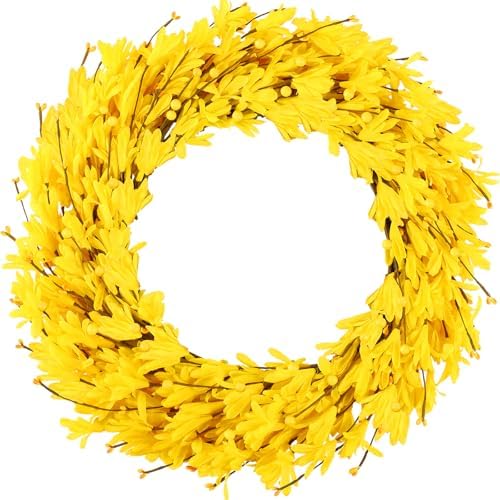 20 Artificial Forsythia Wreath Yellow Door Decor