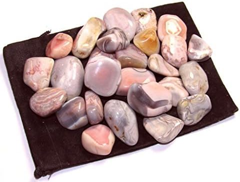 Tumbled Pink Botswana Agate Stones in Velvet Bag