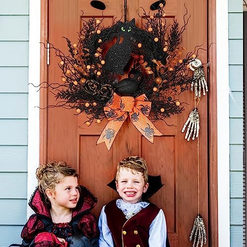22 Inch Artificial Halloween Wreath for Front Door