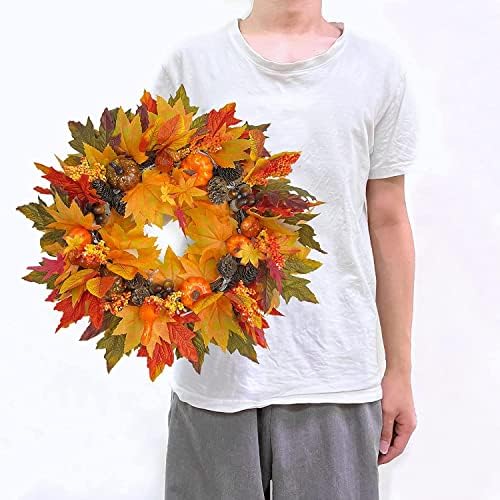 20 Inch Fall Wreath with 20 LED Lights