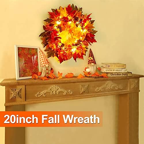 20 Inch Fall Wreath with 20 LED Lights